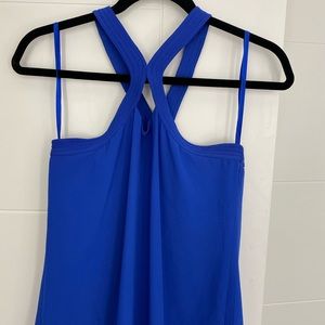 Fancy royal blue criss-cross tank top